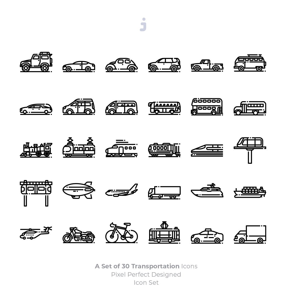30枚现代交通工具矢量非凡图库精选图标 30 Transportation Icons插图(2)