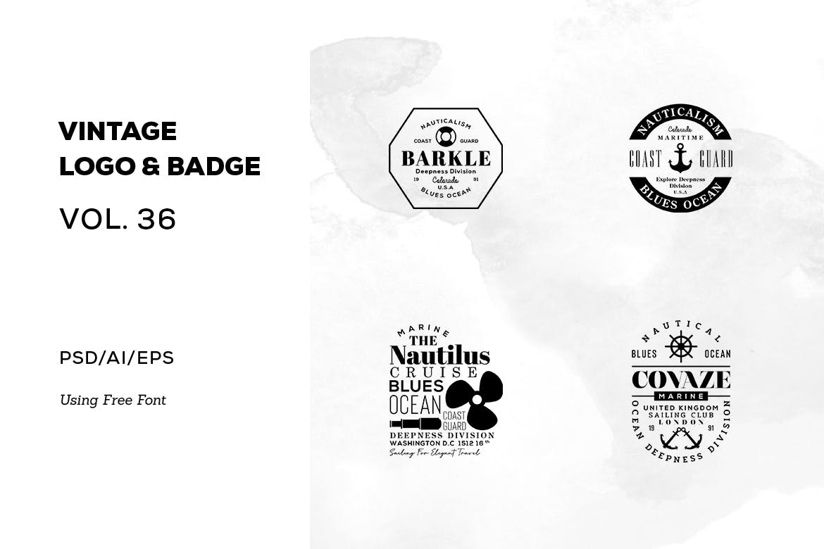 欧美复古设计风格品牌普贤居精选LOGO商标模板v36 Vintage Logo & Badge Vol. 36插图