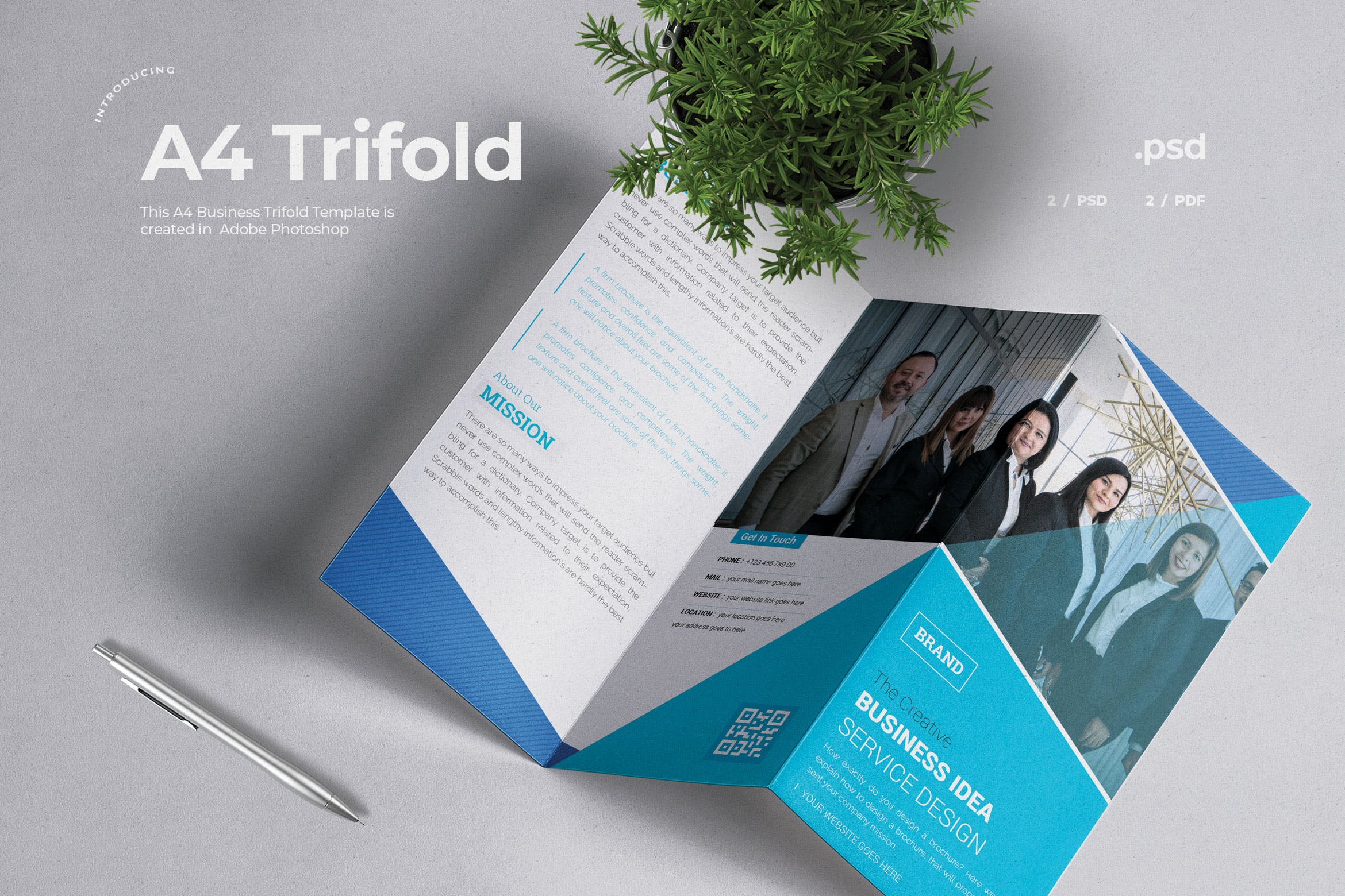 企业三折页版式设计宣传小册设计模板v5 Business Trifold Brochure插图