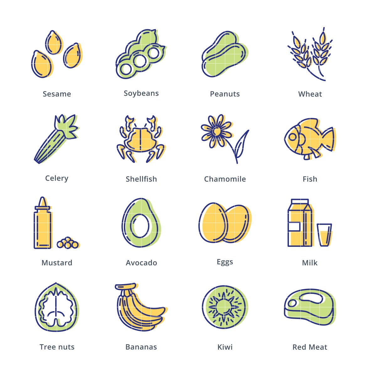 过敏原主题Outline风格16设计素材网精选图标素材 Allergens Icons – Outline Series插图(1)