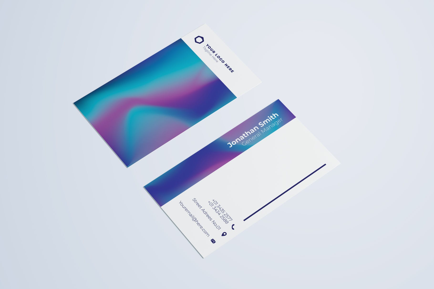 幻彩蓝设计风格企业非凡图库精选名片模板v6 Business Card Template.v6插图(1)