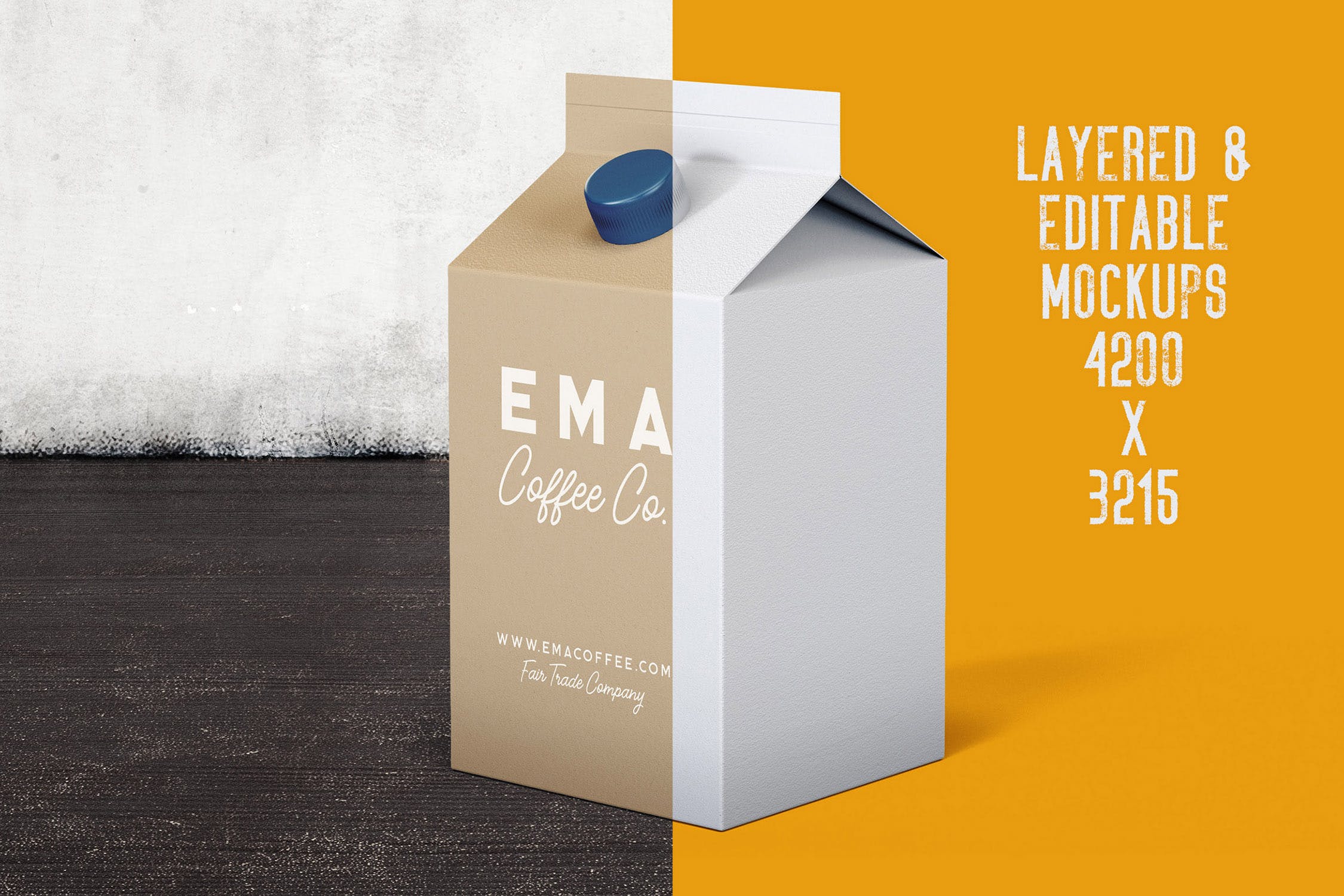 6个牛奶/咖啡/果汁纸盒包装普贤居精选v1 6 Milk Coffee Juice Carton Packaging Mockups1插图(1)