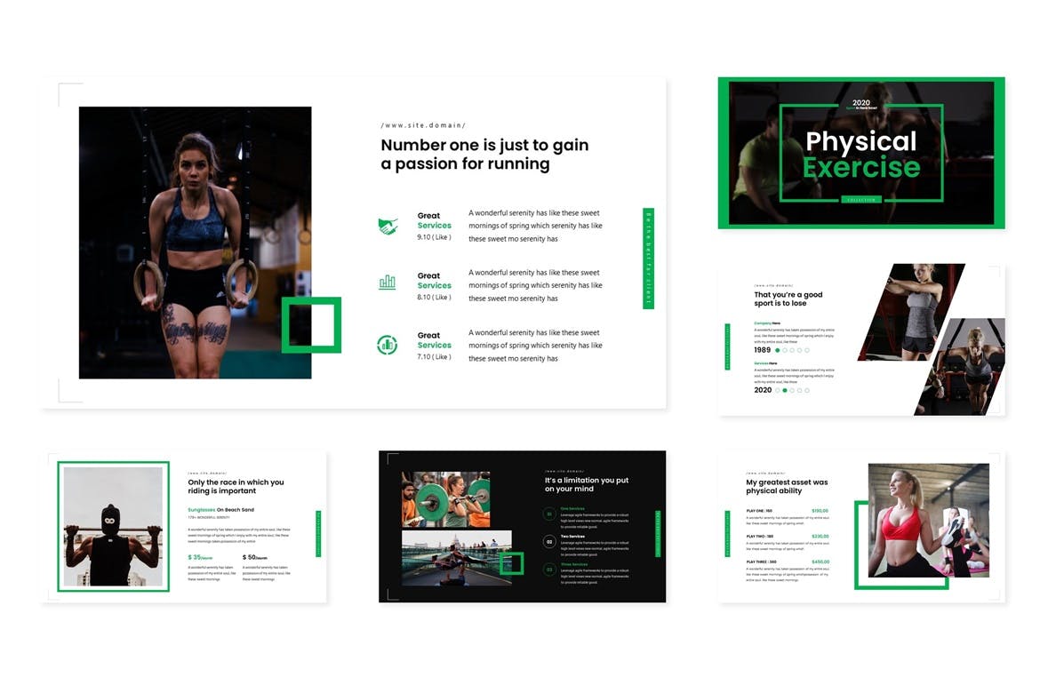 健身教程/健身俱乐部介绍16图库精选PPT模板 Physical – Powerpoint Template插图(1)