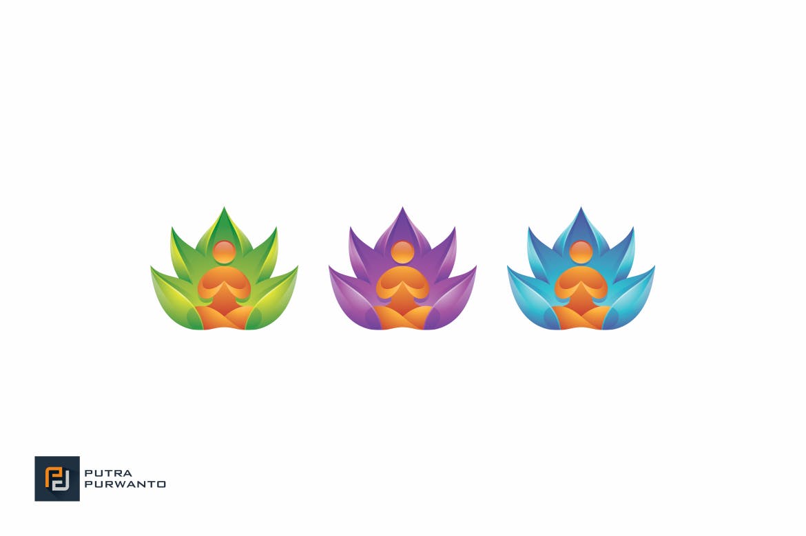 曼陀罗花佛教主题Logo设计素材库精选模板 Human Lotus – Logo Template插图(3)