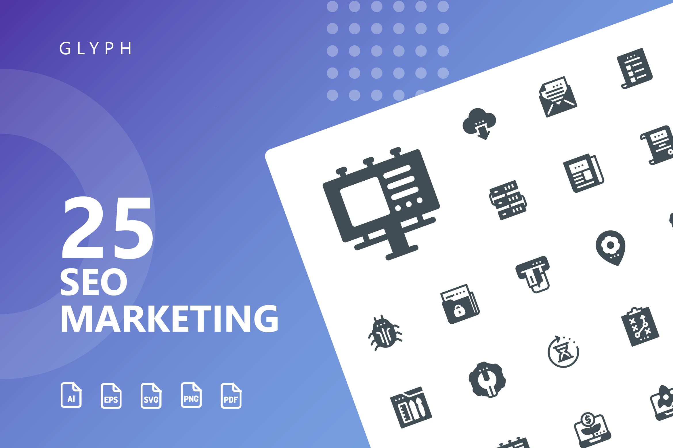 25枚SEO搜索引擎优化营销矢量字体16设计素材网精选图标v1 SEO Marketing Glyph Icons插图
