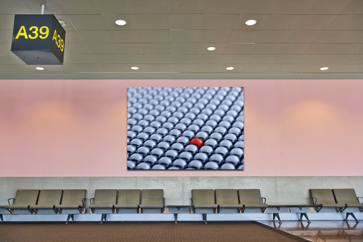 机场候机室挂墙广告大屏幕演示样机素材库精选模板 Airport_Wall_Mockup插图(7)