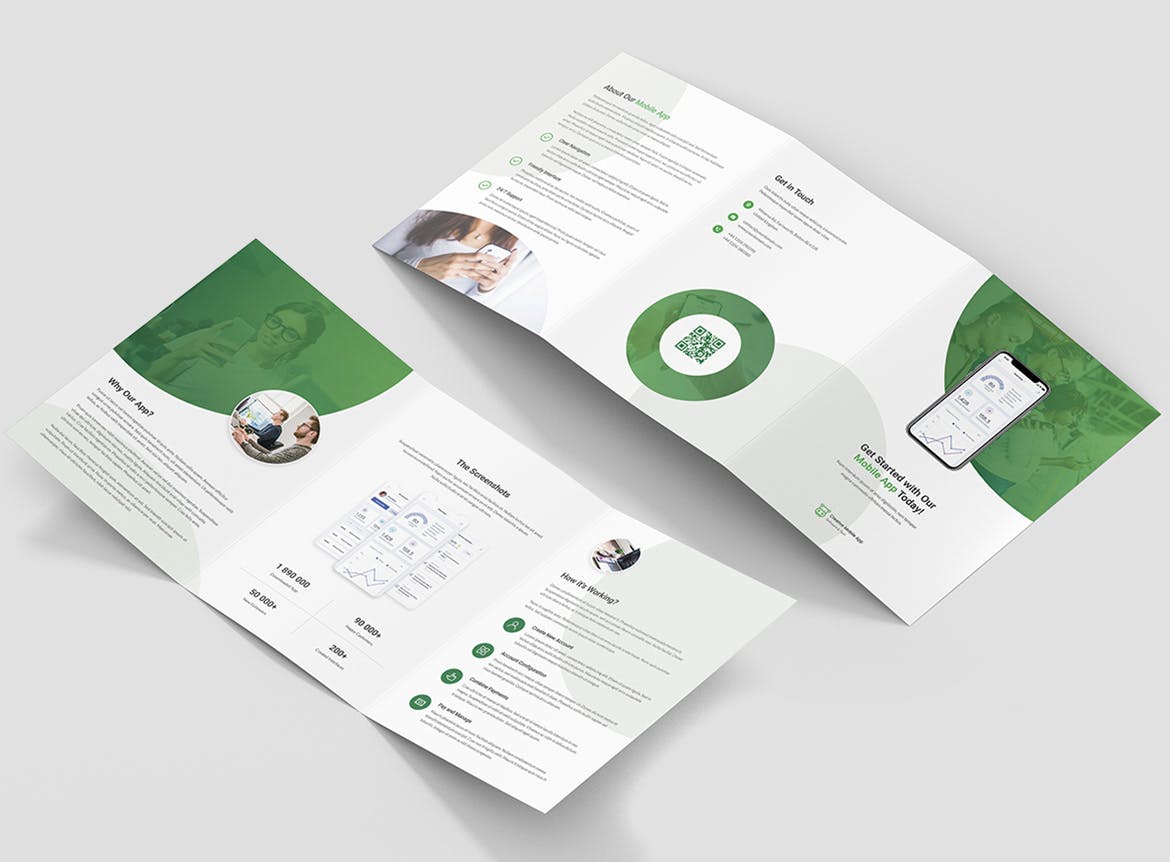 创意APP应用&软件推广介绍折页宣传单设计模板 Creative App – Brochures Bundle Print Templates插图(3)