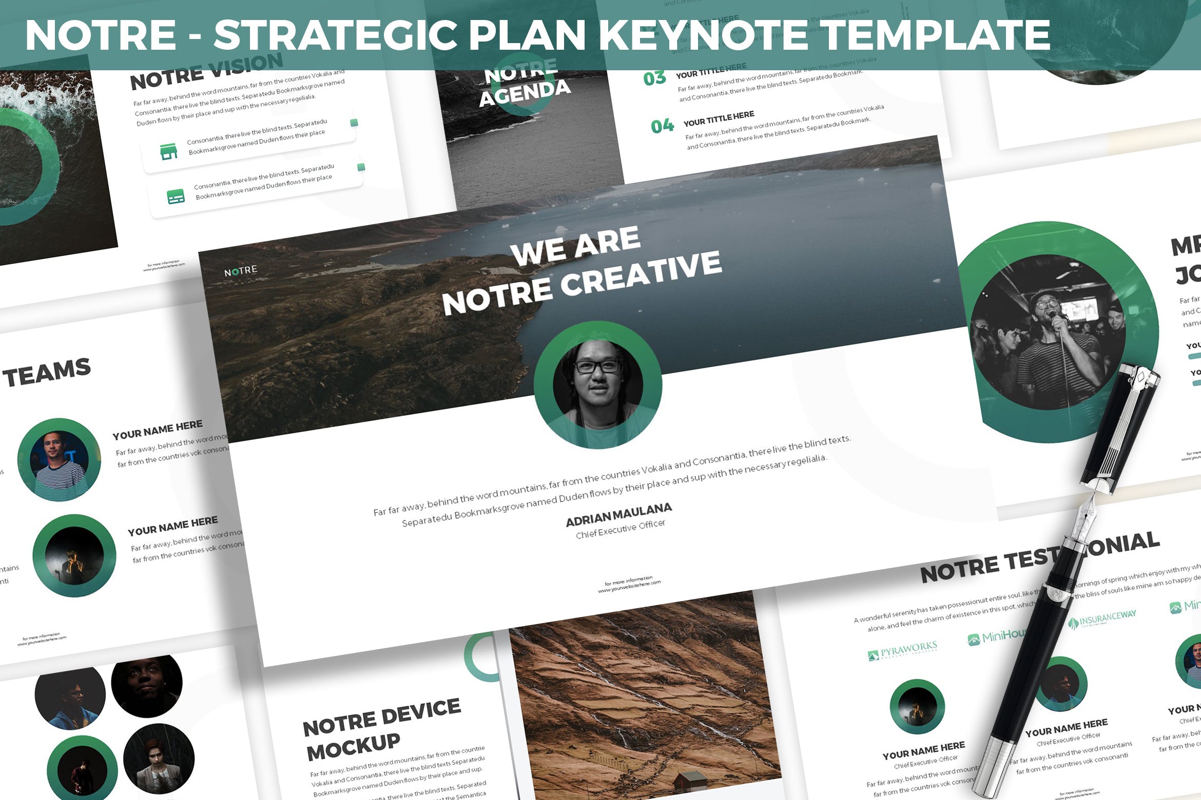 市场规划/项目计划主题16图库精选Keynote模板模板 Notre – Strategic Plan Keynote Template插图