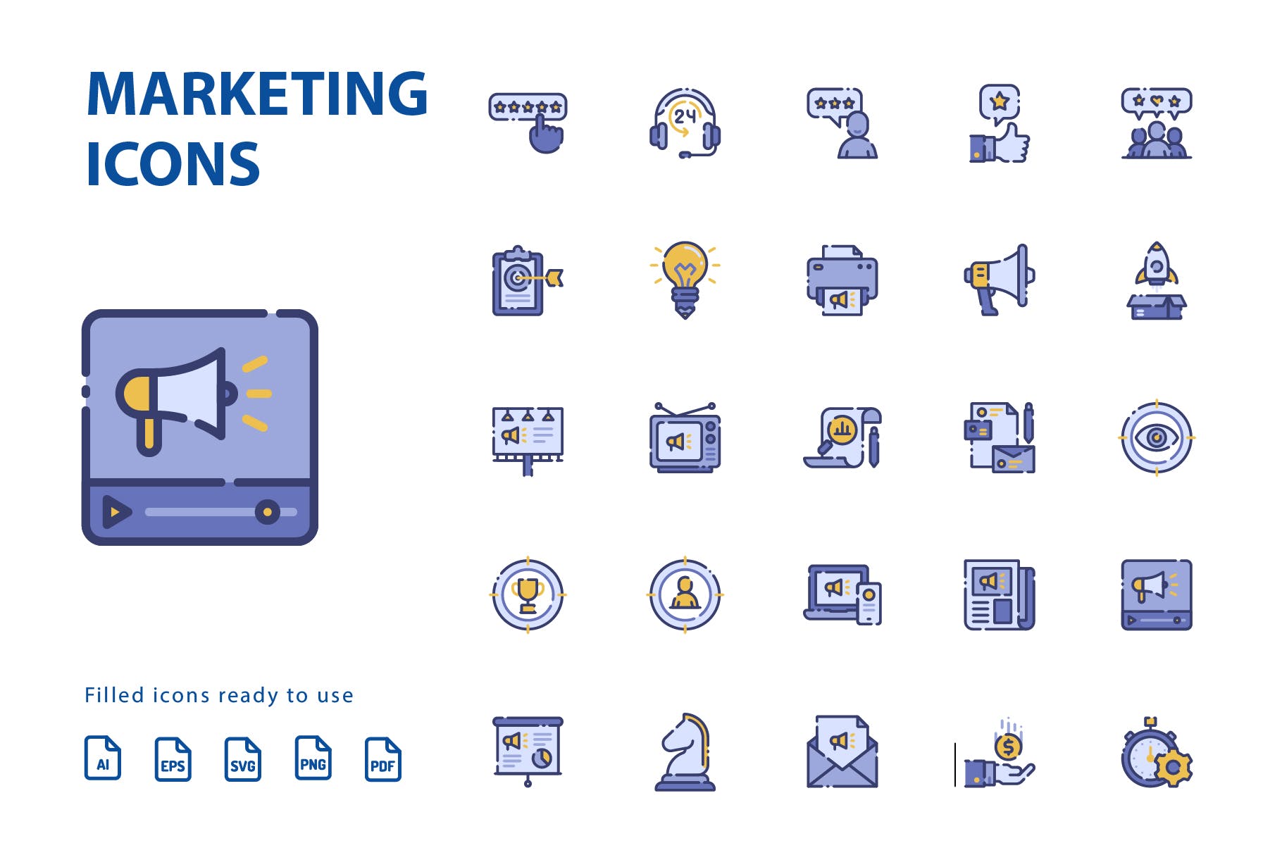 25枚市场营销主题矢量填充16设计素材网精选图标 Marketing Filled Icons插图(2)