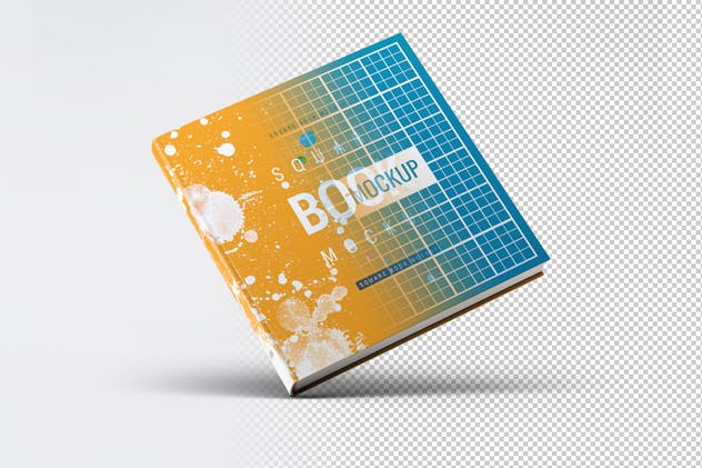 方形精装图书封面效果图样机素材中国精选 Square Book Mock-Up插图(1)