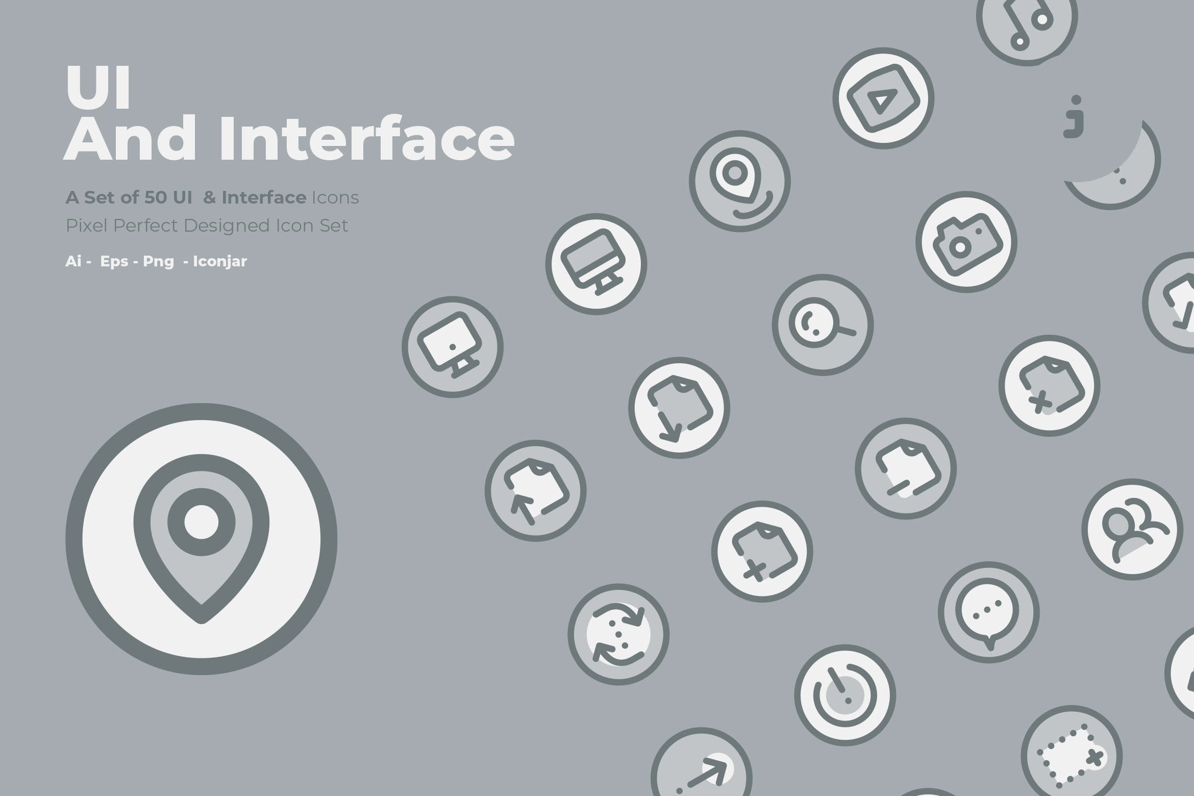 50枚UI用户界面主题双色调矢量非凡图库精选图标 50 UI And Interface Icons  –  Two Tone Style插图