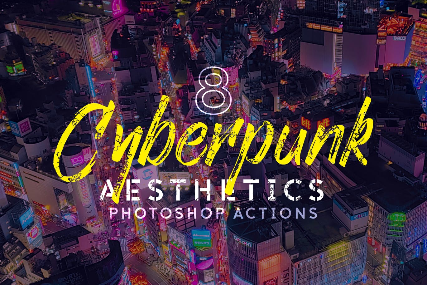 赛博朋克美学效果风格城市夜景摄影处理16设计素材网精选PS动作 8 Cyberpunk Aesthetics Photoshop Actions and LUTs插图