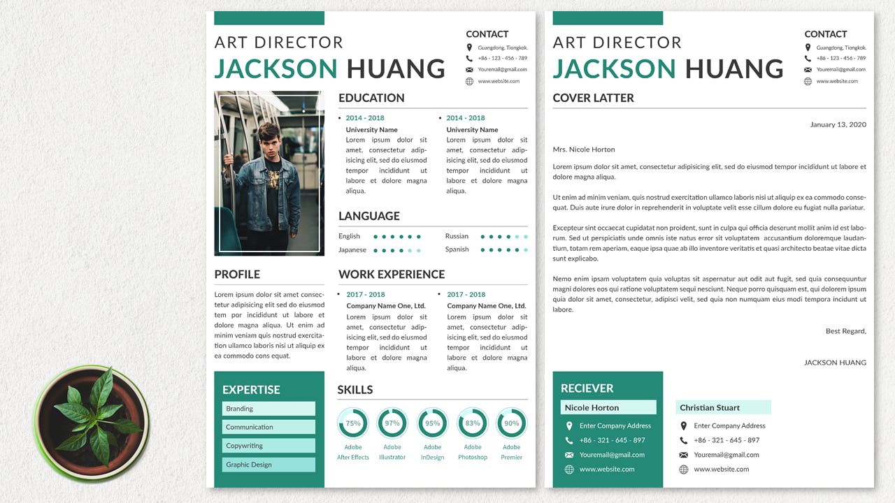 创意艺术经理/总监素材中国精选简历模板 CV Resume Modern And Clean插图(1)