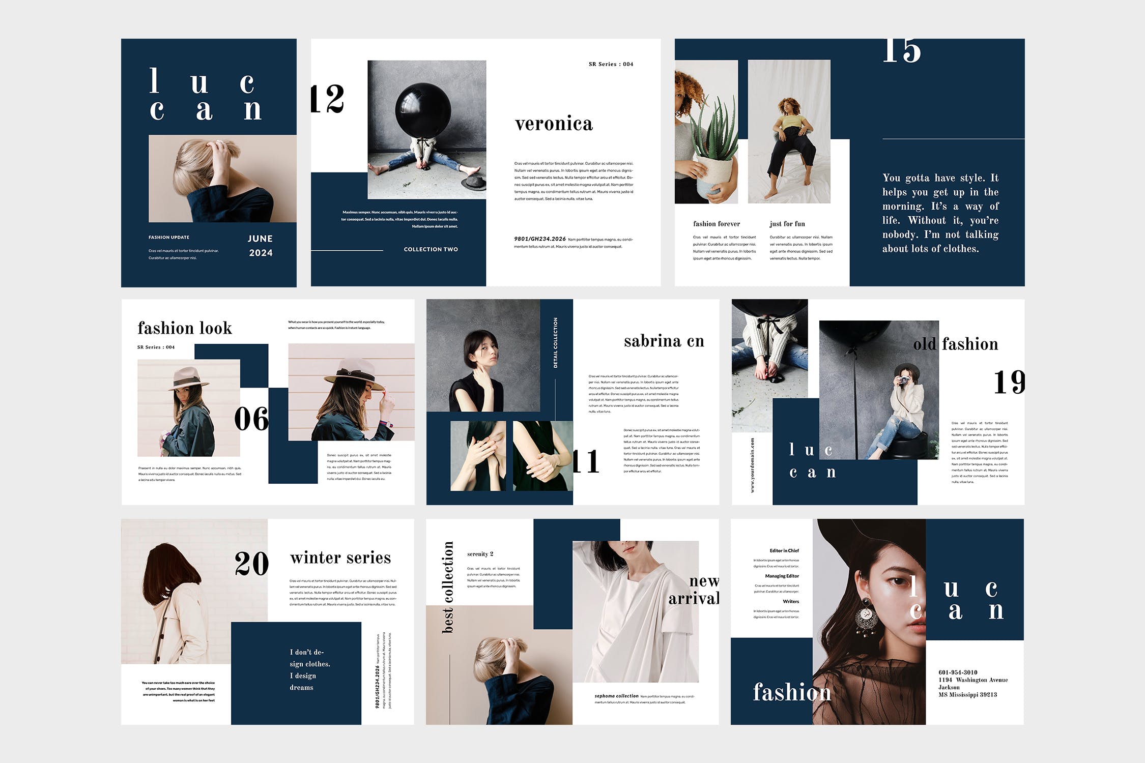 高端女性服装品牌产品普贤居精选目录设计模板 Luccan Fashion Lookbook Catalogue插图(4)