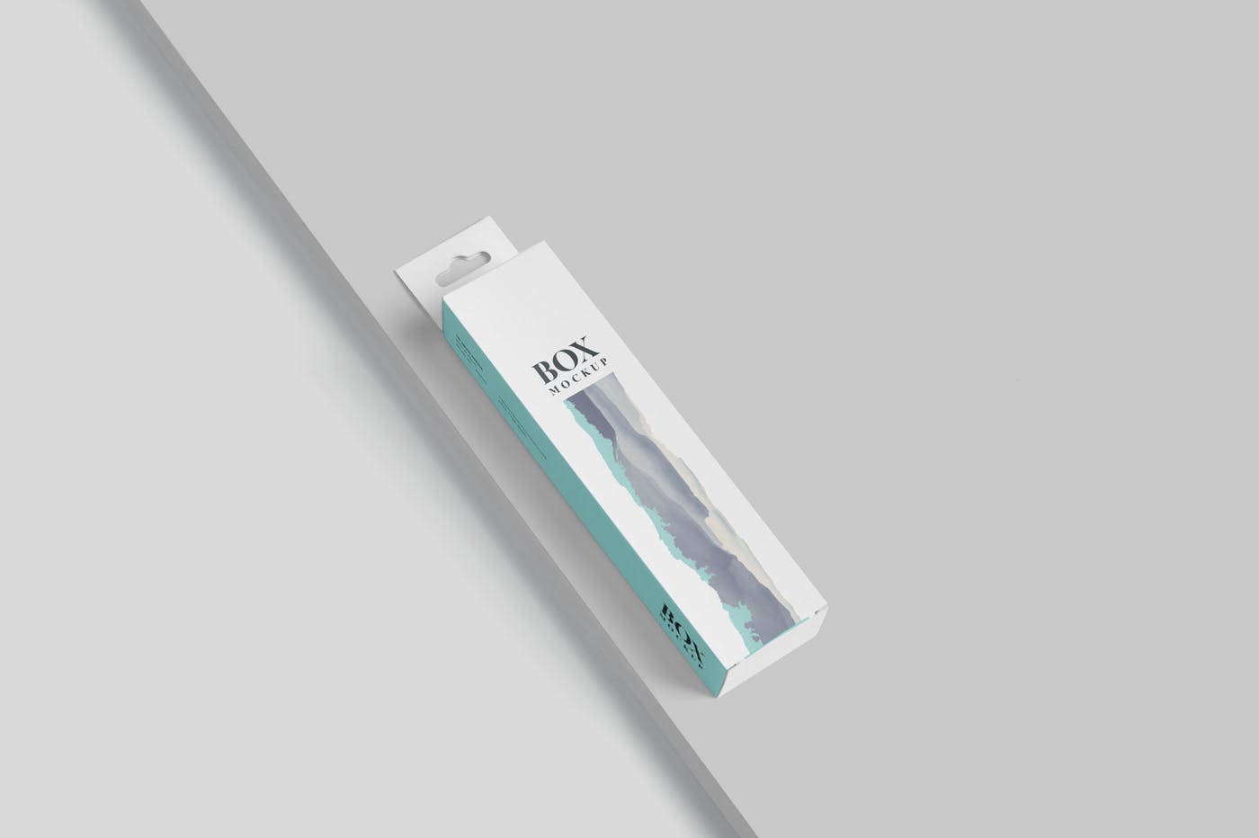 超薄矩形长条包装盒外观设计效果图素材库精选 Box Mockup PSDs – High Slim Rectangle Size Hanger插图(3)