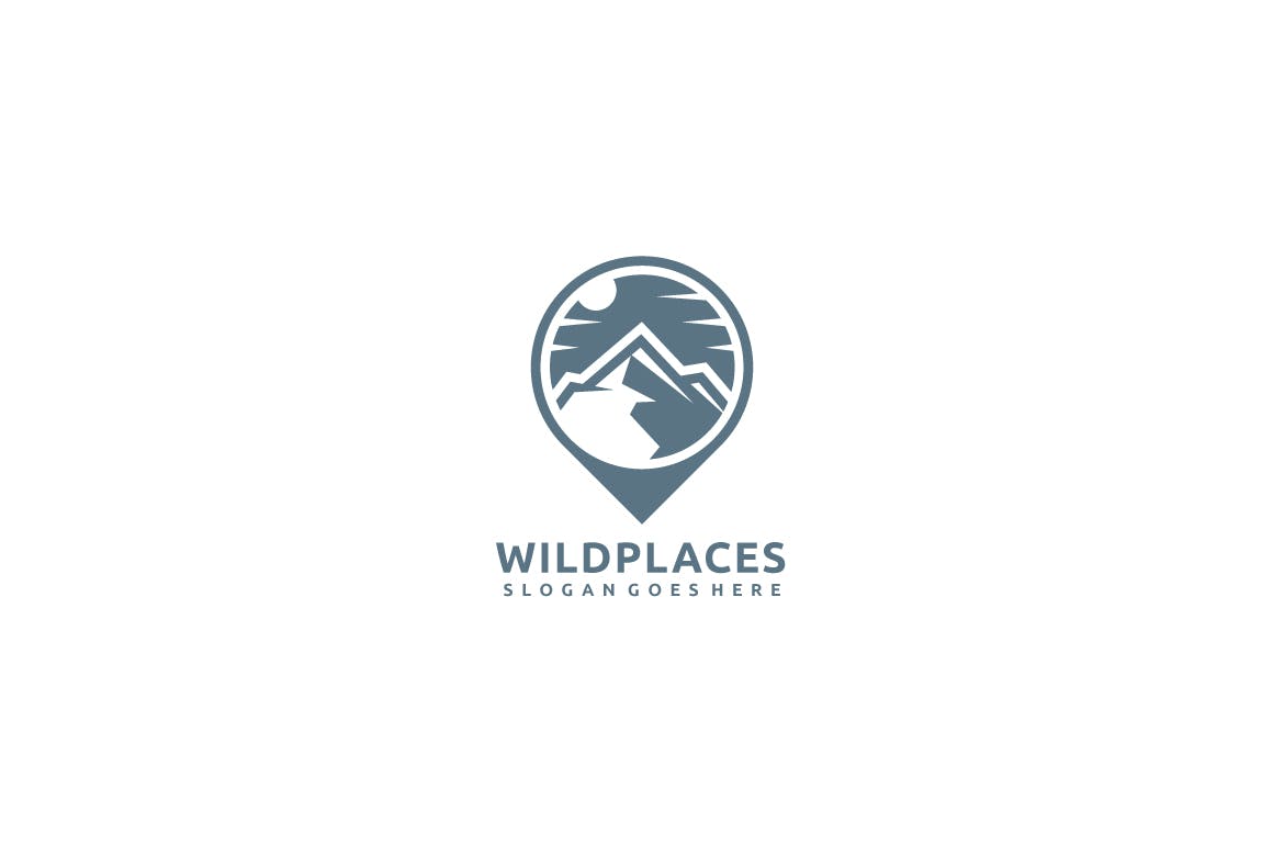 日落西山山脉图形Logo设计普贤居精选模板v2 Wild Places Logo插图(1)