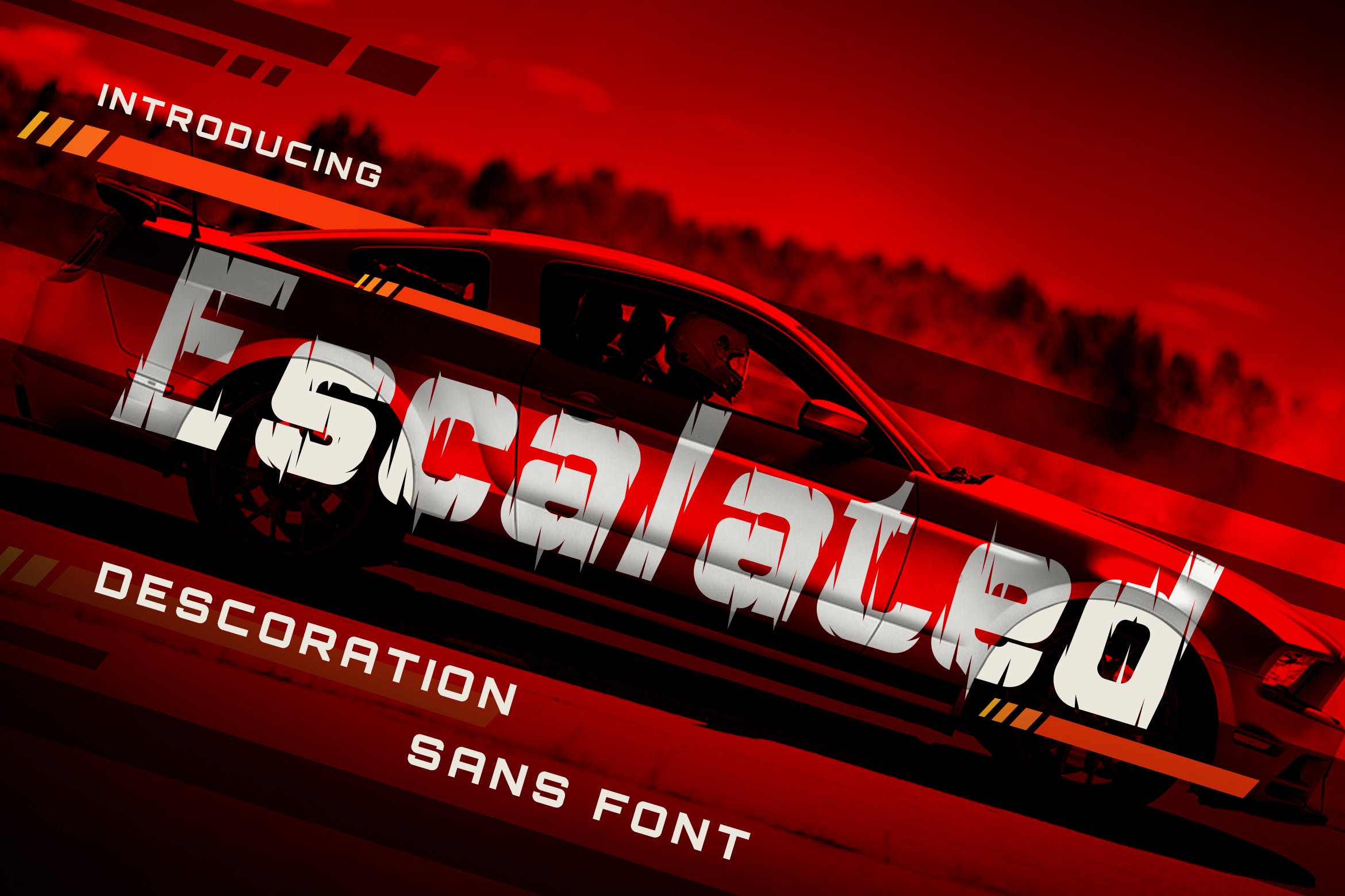 独特动感艺术风格英文无衬线字体非凡图库精选 Escalated – Fast Motorsport Racing Font插图