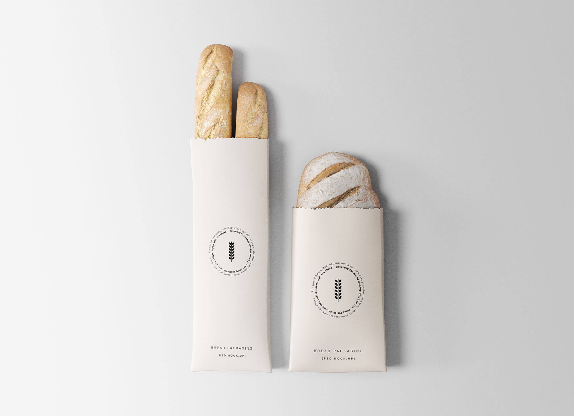 面包外带纸袋印刷设计图素材中国精选 Bread Packaging Mockup插图