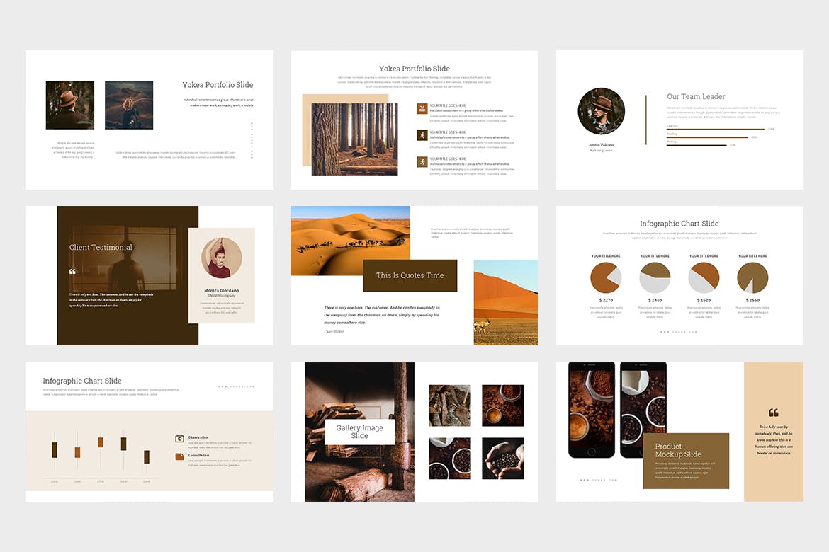 棕色色调Lookbook目录素材天下精选谷歌演示模板 Yokea : Brown Color Tone Lookbook Google Slides插图(10)