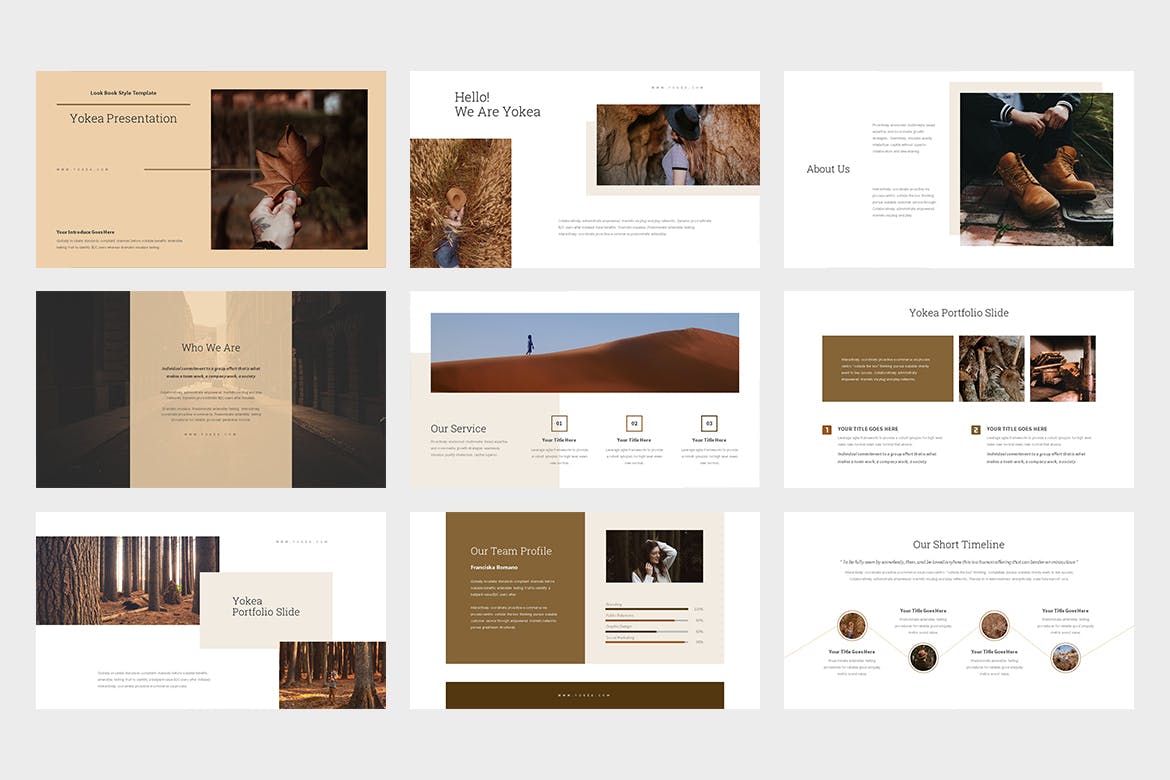 棕色色调Lookbook目录亿图网易图库精选谷歌演示模板 Yokea : Brown Color Tone Lookbook Google Slides插图(7)