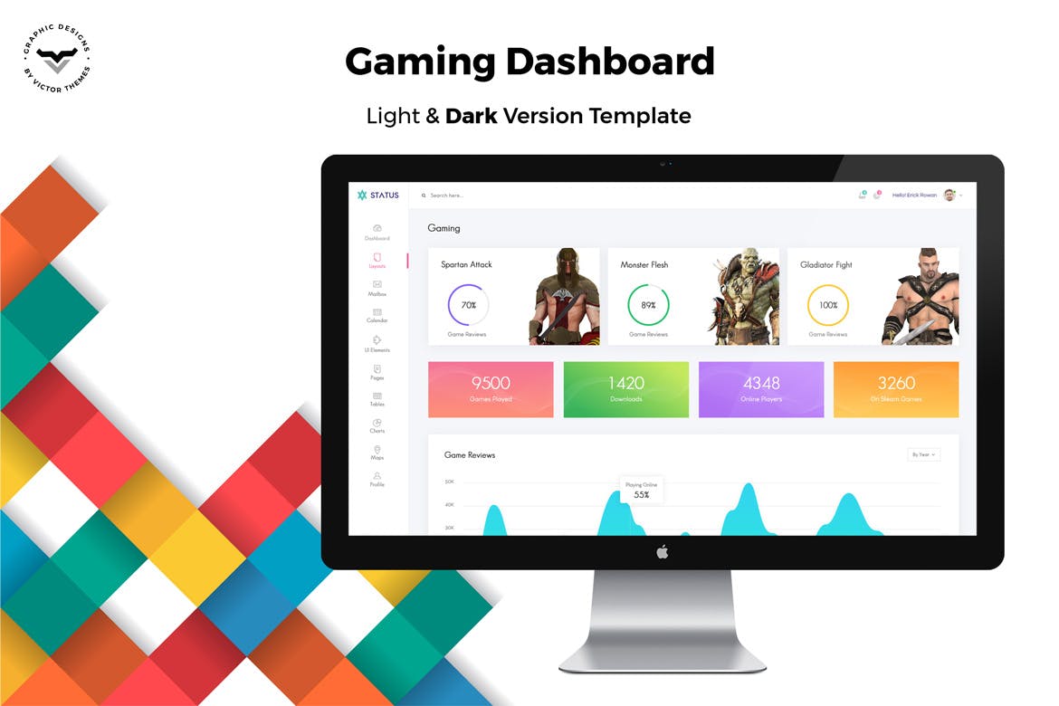 游戏网站平台后台管理界面UI设计16图库精选模板 Gaming Admin Dashboard UI Kit插图(1)