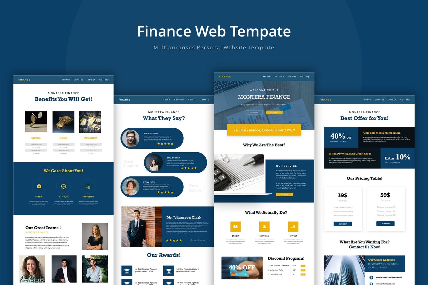 金融理财公司官网企业网站设计素材库精选模板 Finance Web Template插图