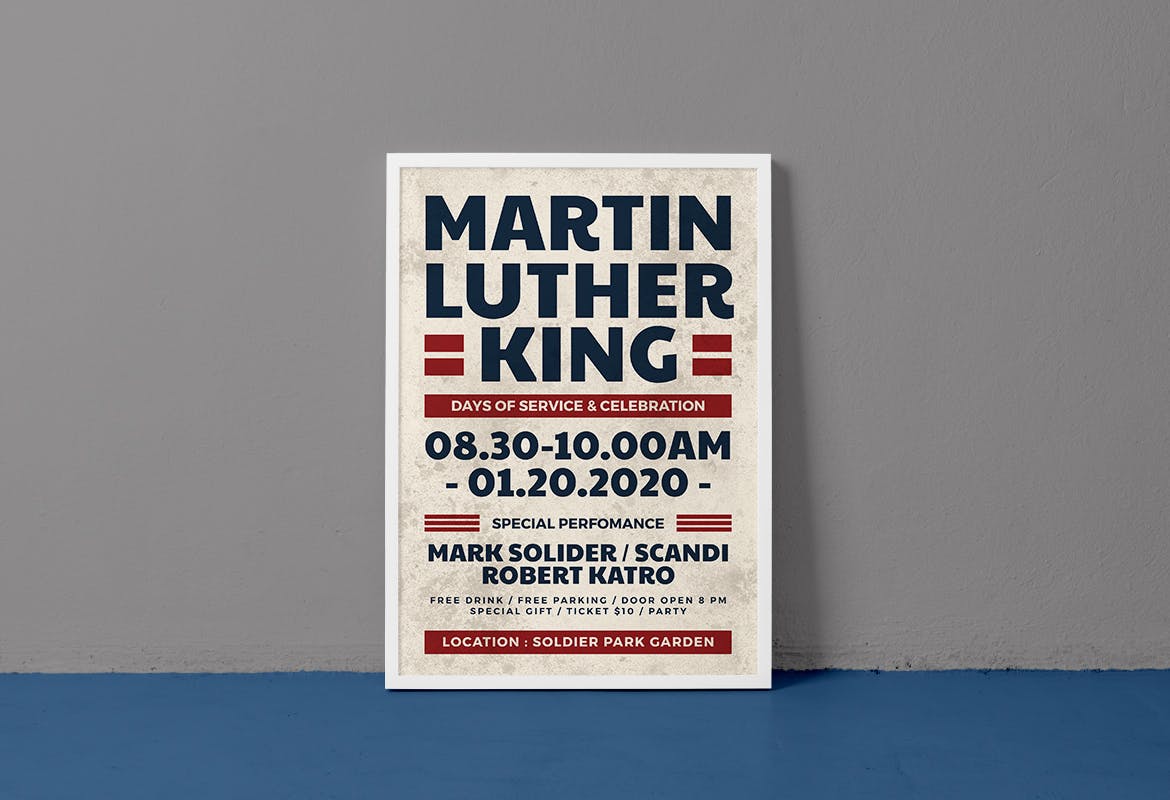 马丁路德金人物纪念主题传单设计模板v2 Martin Luther Flyer插图(1)