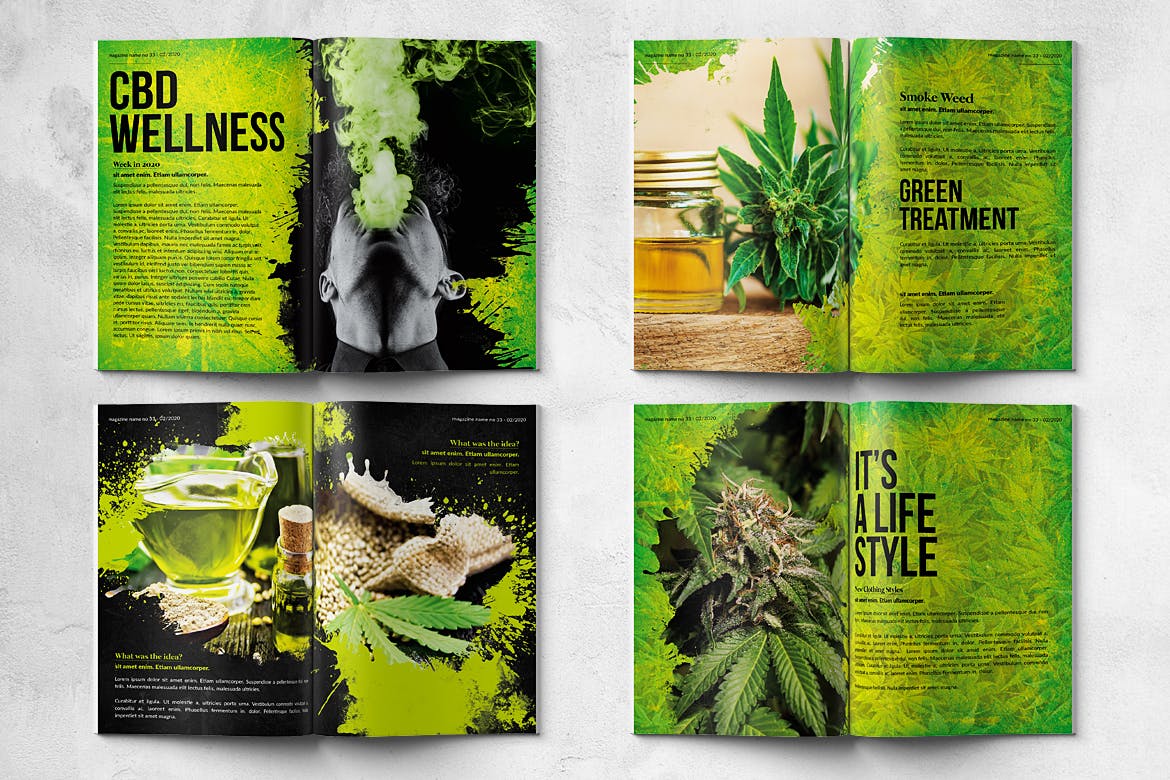 大麻生物研究主题普贤居精选杂志排版设计模板 Cannabis Magazine – A4 & US Letter – 28 pgs插图(1)