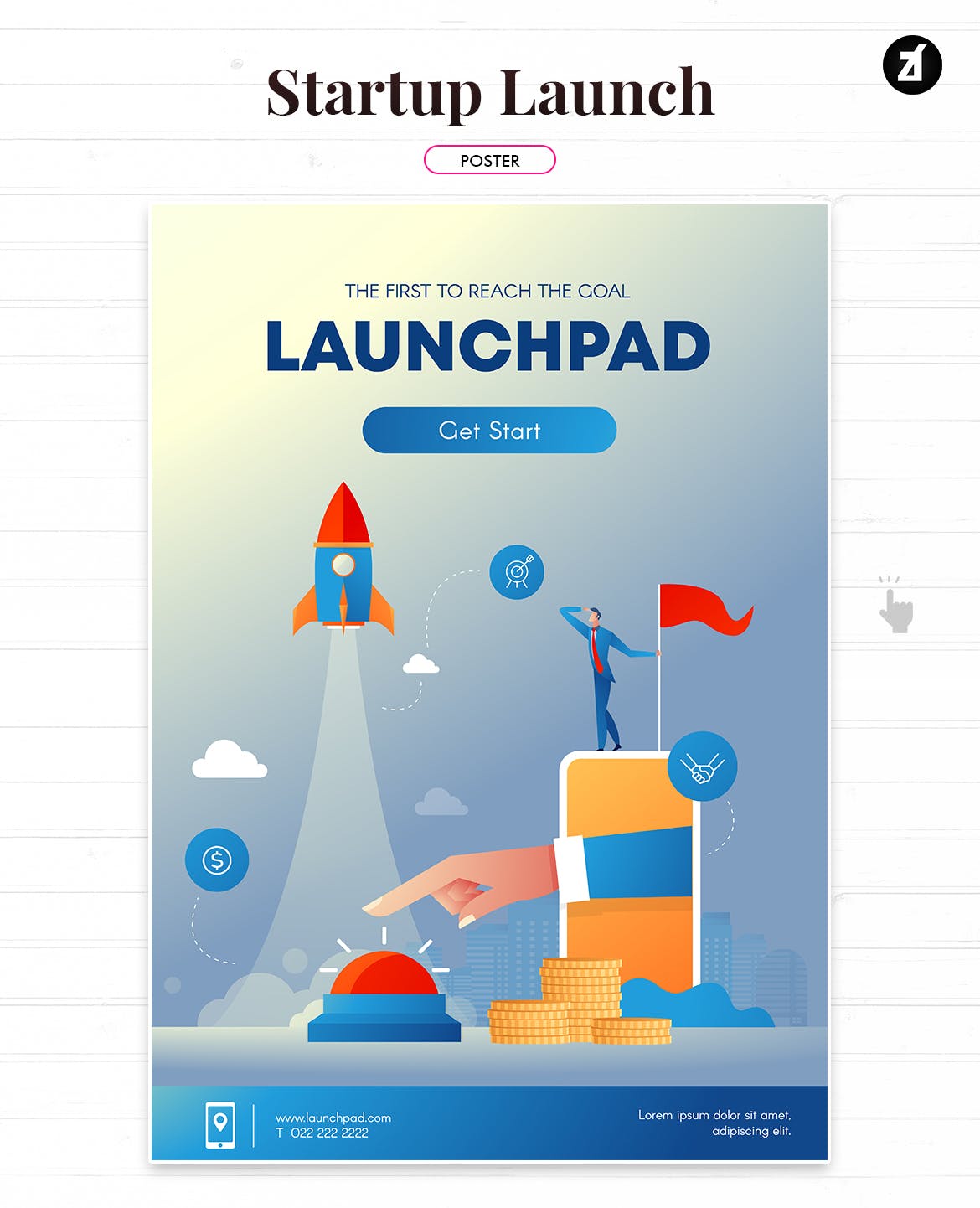 项目启动主题矢量普贤居精选概念插画素材 Startup launch illustration with text layout插图(1)