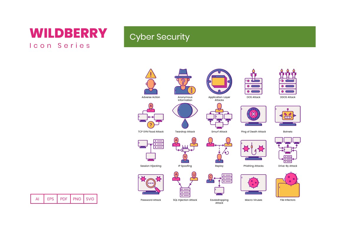 90枚网络和在线安全主题矢量16设计素材网精选图标 Cyber & Online Security Icons插图(2)