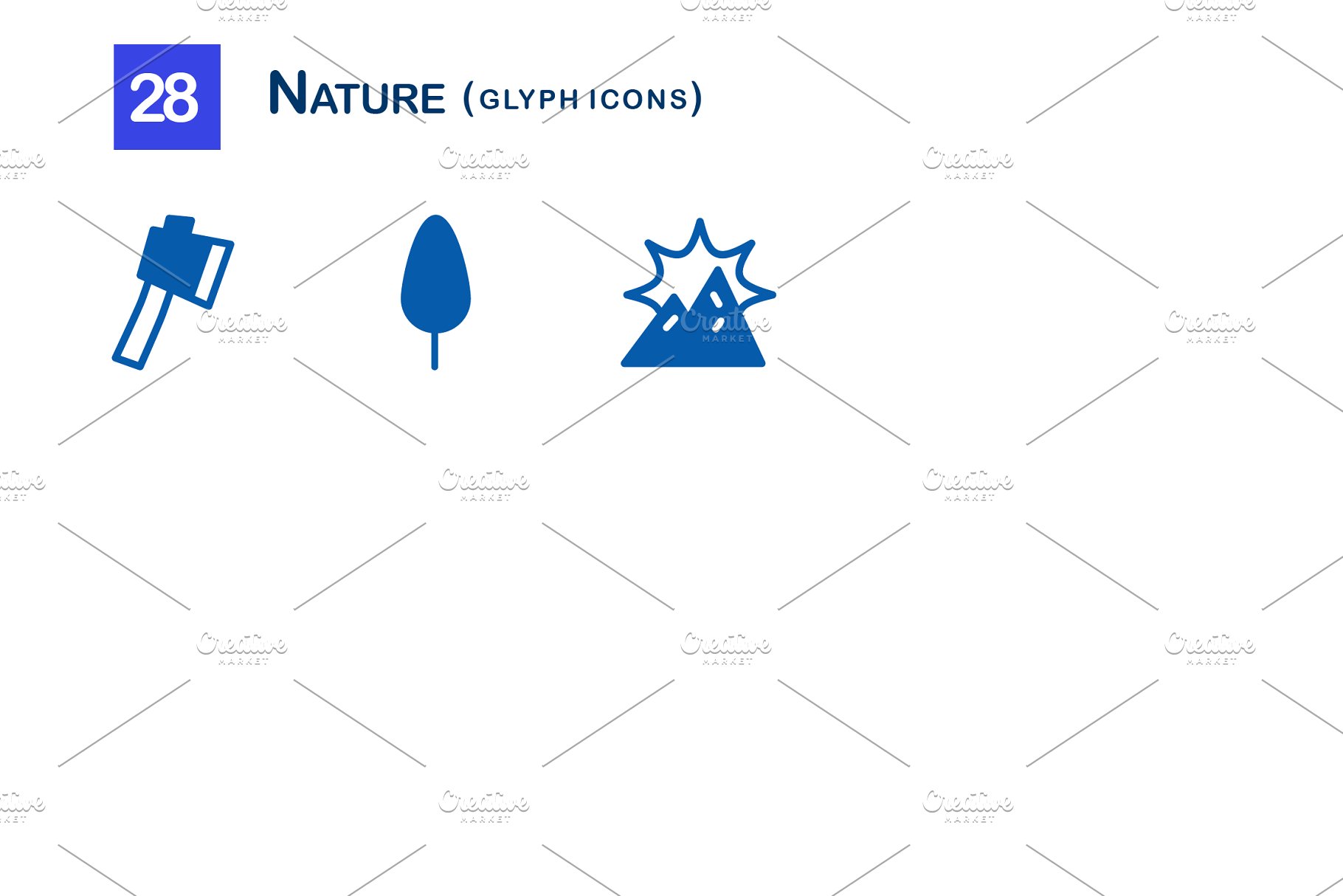 28个大自然元素字体非凡图库精选图标 28 Nature Glyph Icons插图(2)