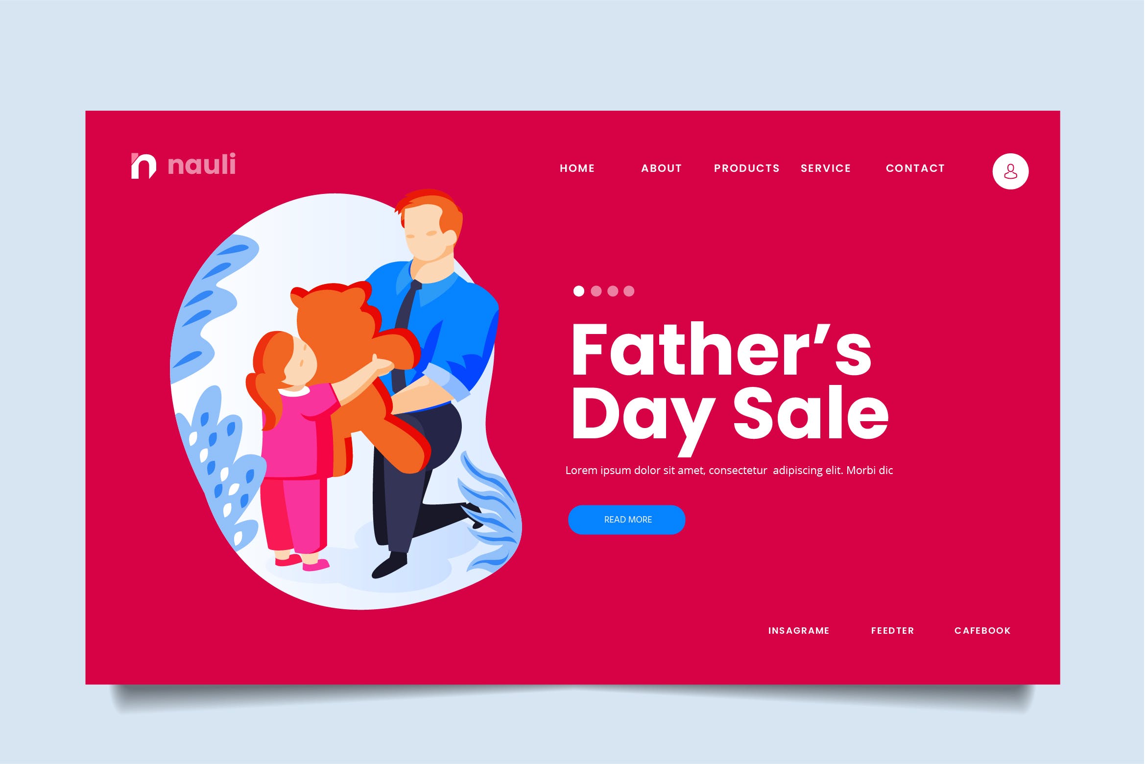 父亲节主题促销网站设计矢量插画素材 Father Day Sale Web Header PSD and AI Vector插图