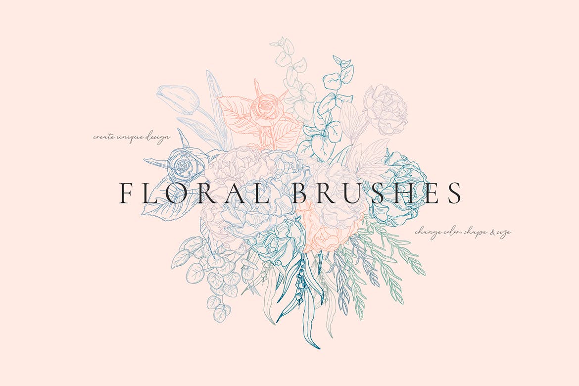 AI插画设计师必备花卉柔性笔刷非凡图库精选 Floral Flexible Illustrator Brushes插图