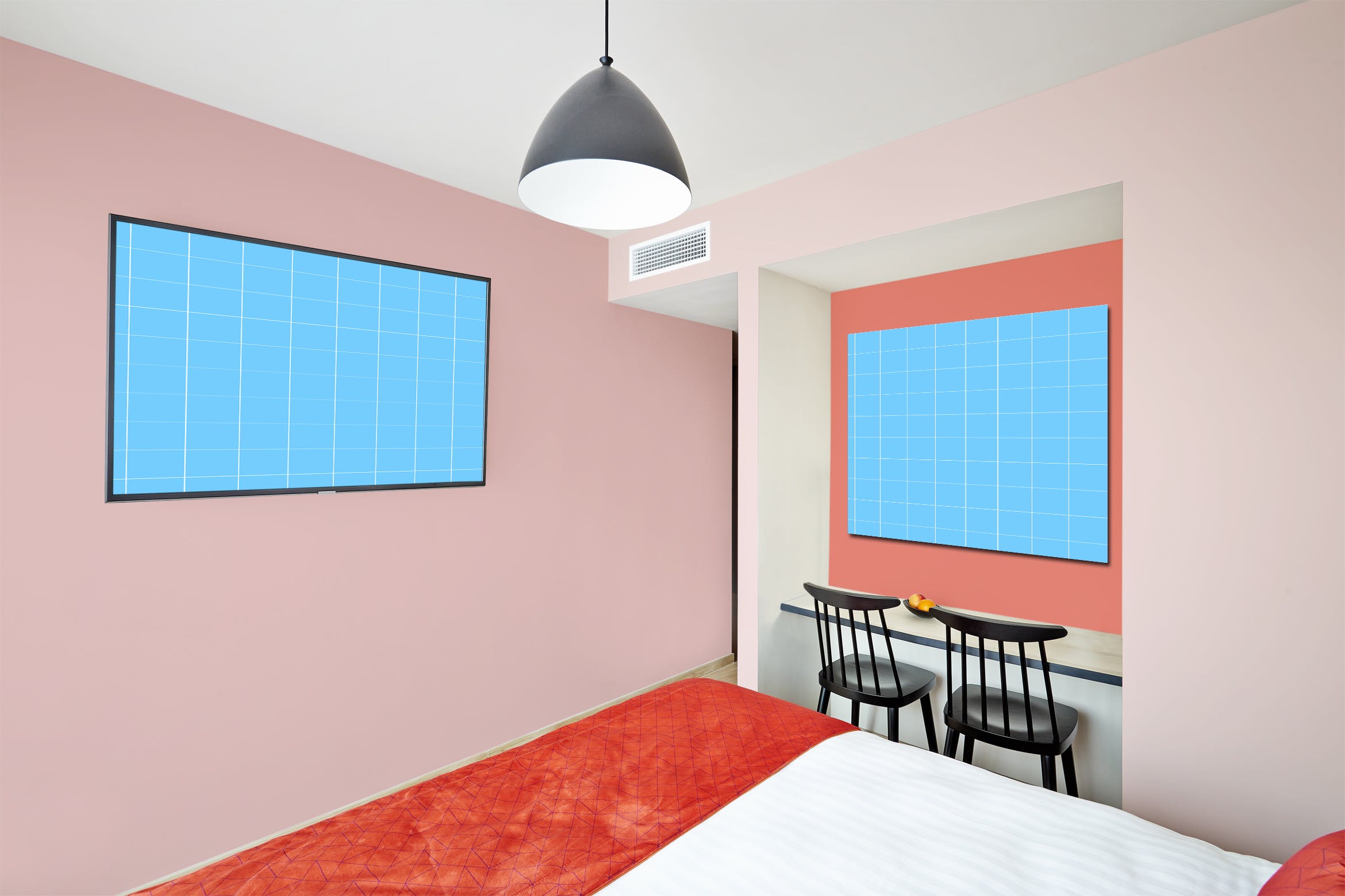 酒店房间装饰画框样机普贤居精选模板v01 Hotel-Room-01-Mockup插图