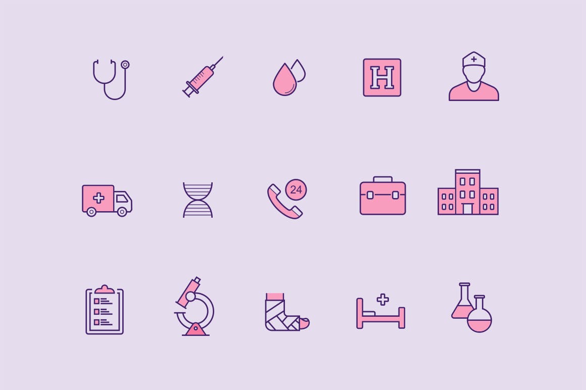 15枚医院&诊所主题矢量线性亿图网易图库精选图标 15 Hospital Icons插图(1)