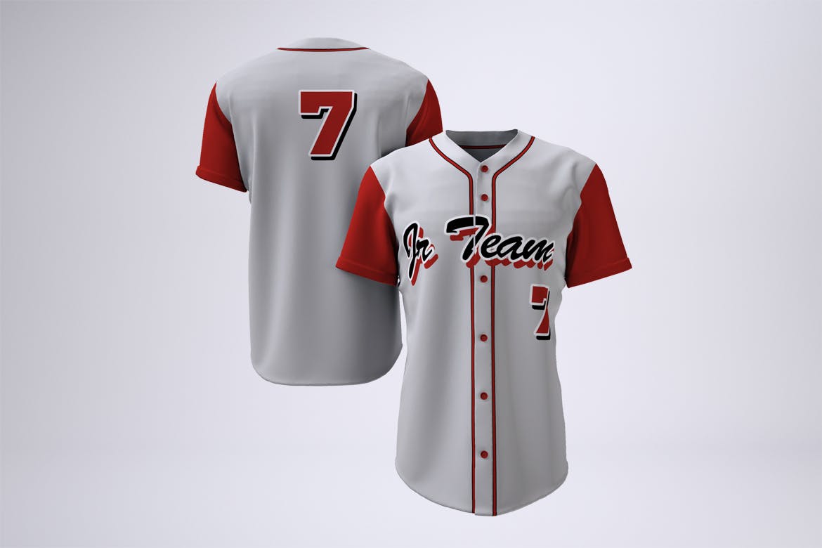 棒球队队服套装设计图样机素材库精选模板 Baseball Team Uniform Mock-up插图(1)