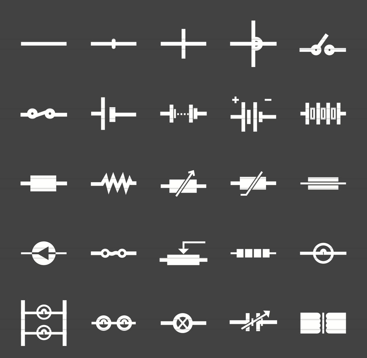 50枚电路线路板主题反转色字体亿图网易图库精选图标 50 Electric Circuits Glyph Inverted Icons插图(1)