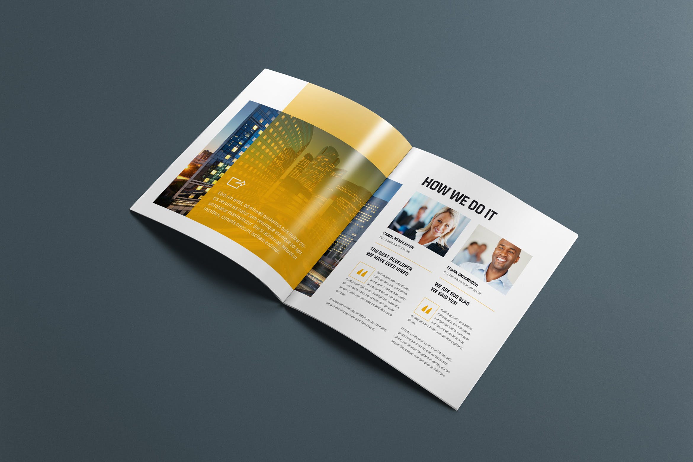 方形宣传手册/企业画册版式设计样机16设计网精选模板 Square Brochure Mockup插图