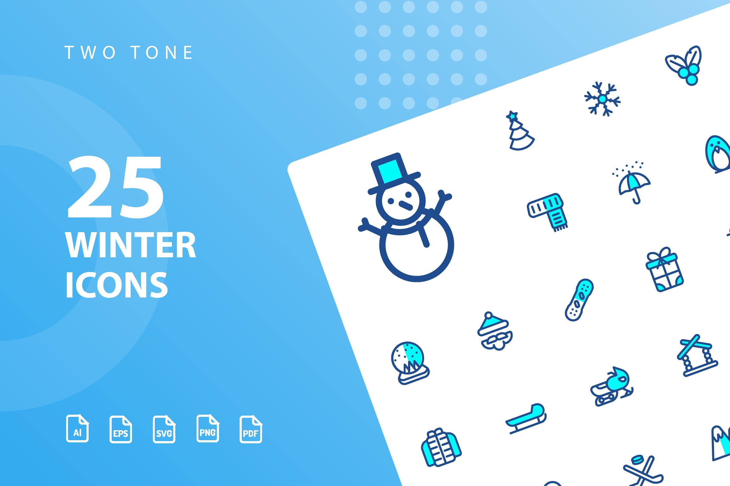 25枚冬天主题双色调矢量素材库精选图标v1 Winter Two Tone Icons插图
