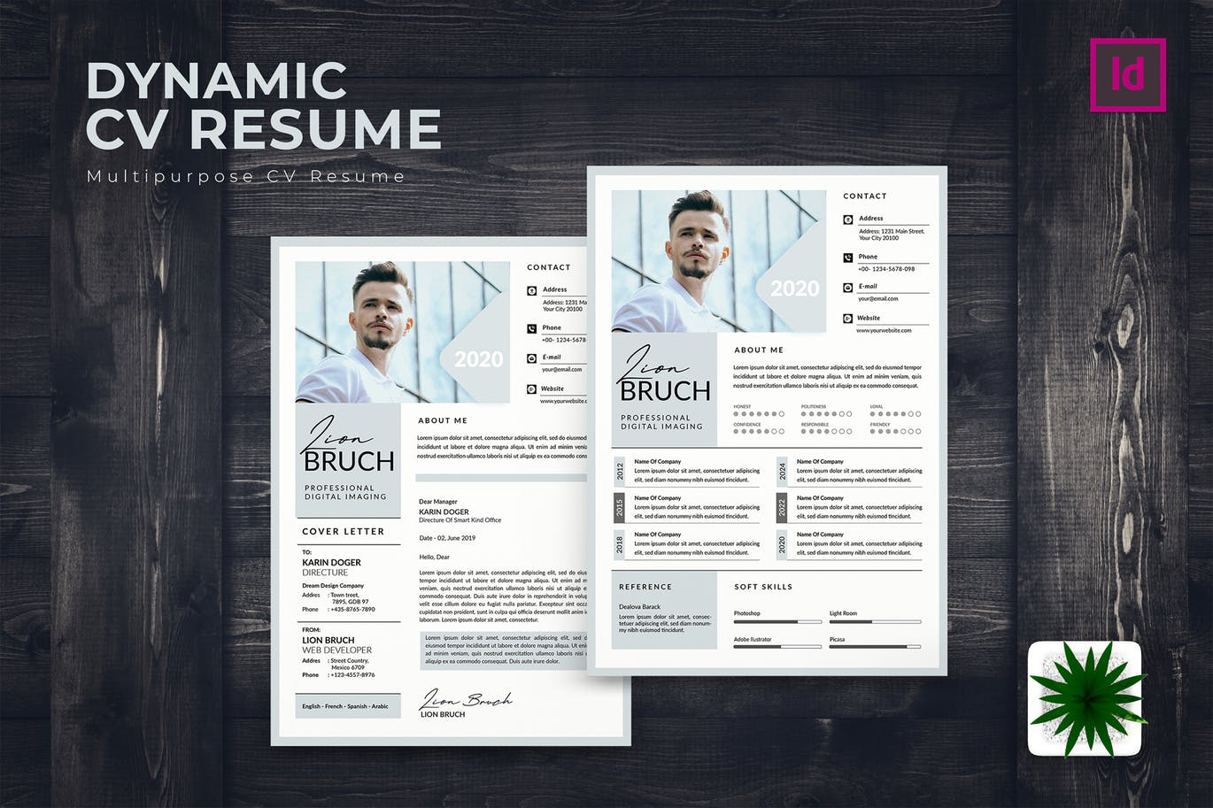 专业图形设计师电子普贤居精选简历模板 Dynamic CV Resume插图
