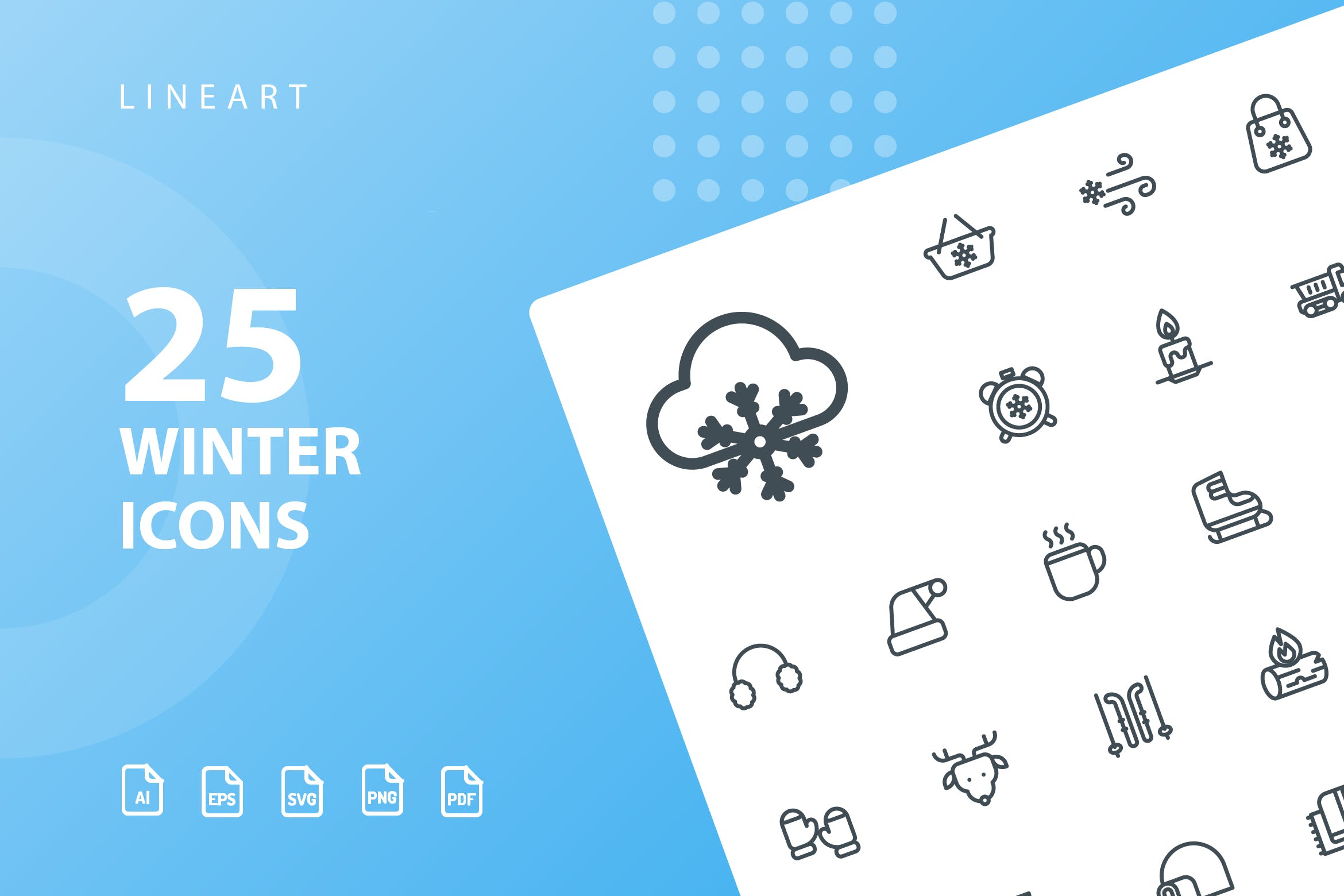 25枚冬天主题矢量线性素材库精选图标v2 Winter Lineart Icons插图