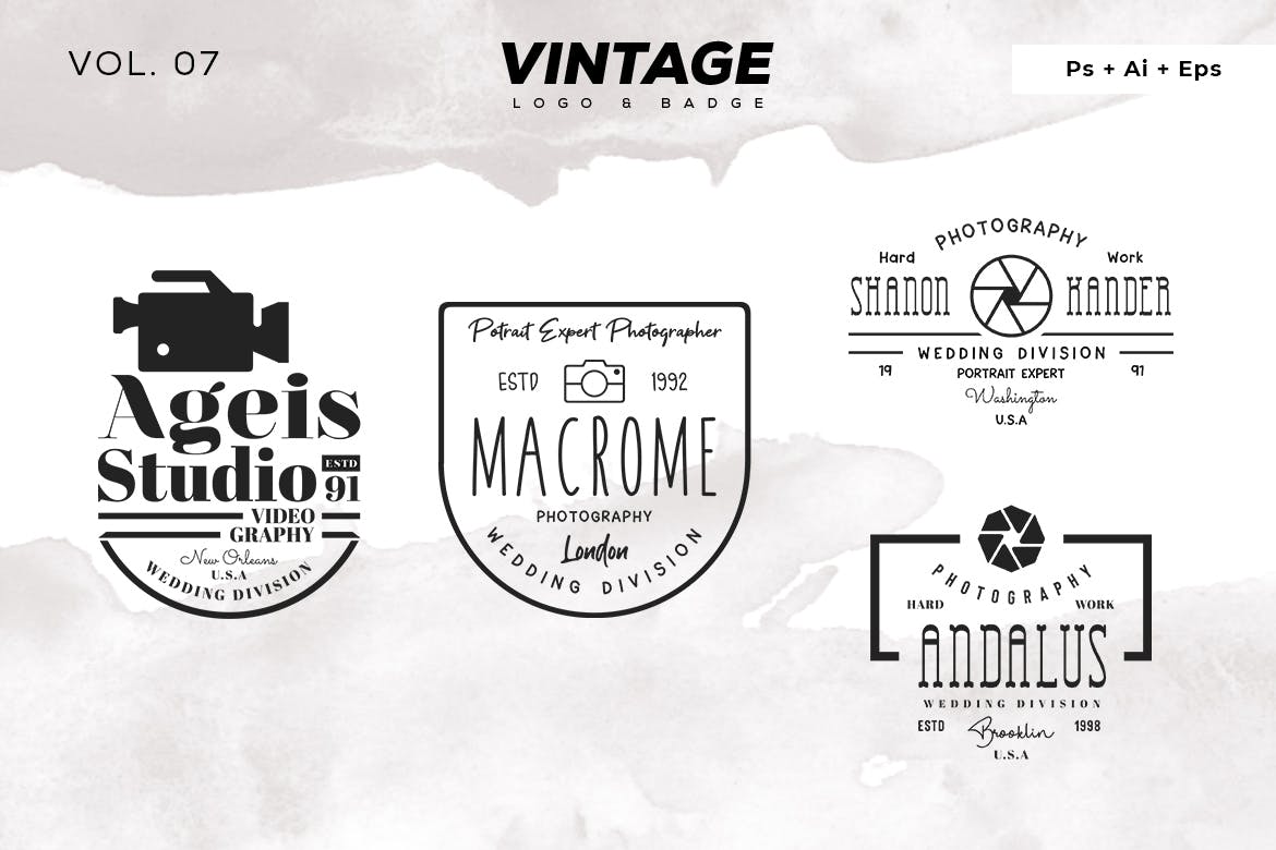 欧美复古设计风格品牌16图库精选LOGO商标模板v7 Vintage Logo & Badge Vol. 7插图