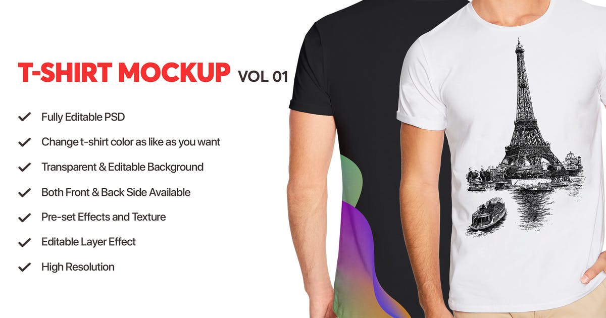 男士T恤印花图案设计效果图样机16设计网精选v01 T-shirt Mockup Vol 01插图