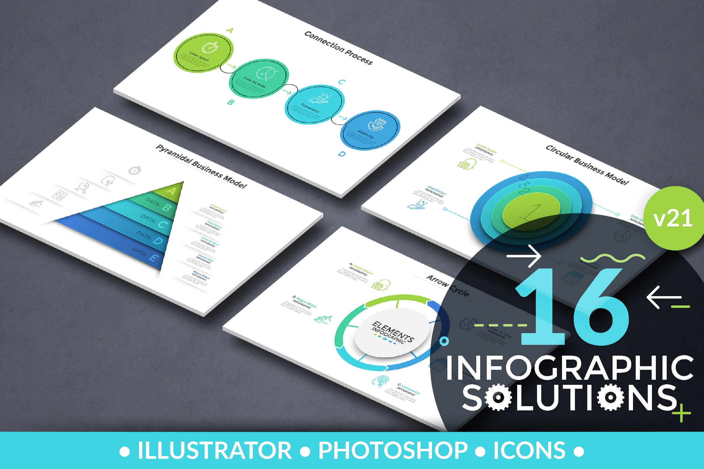 圆形/金字塔/循环图形信息图表矢量设计素材v21 Infographic Solutions. Part 21插图