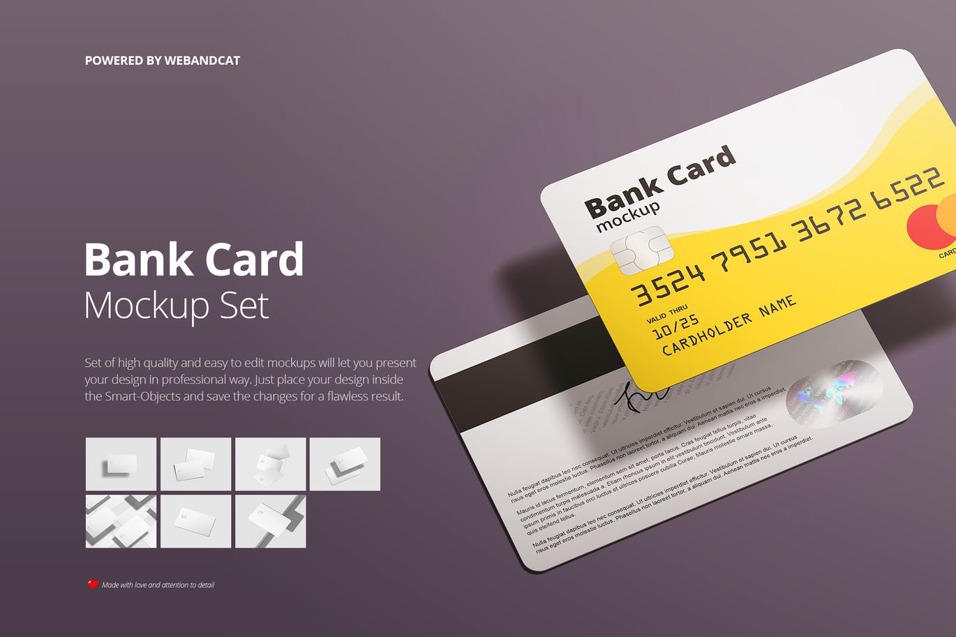 银行卡/会员卡版面设计效果图素材库精选模板 Bank / Membership Card Mockup插图