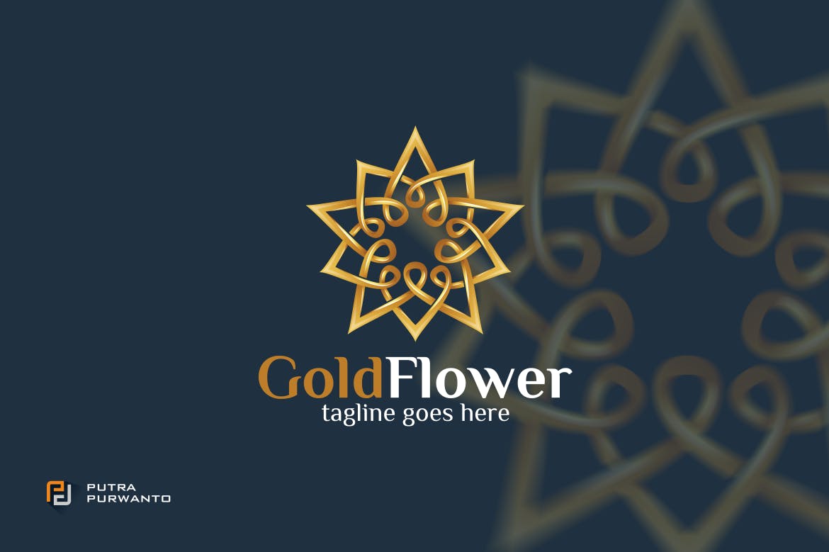 金色花卉几何图形/曼陀罗风格Logo设计16设计网精选模板 Gold Flower / Mandala – Logo Template插图(2)