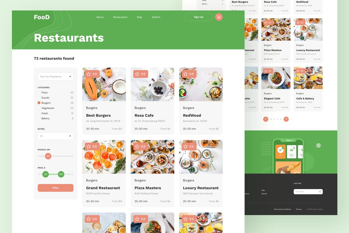 在线订餐/餐厅响应式网站设计素材库精选模板 Food Delivery Restaurant Responsive Template插图(7)