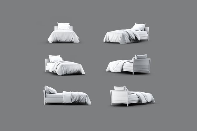 床上用品四件套印花图案设计展示样机16图库精选模板 Single Bedding Mock-Up插图(2)