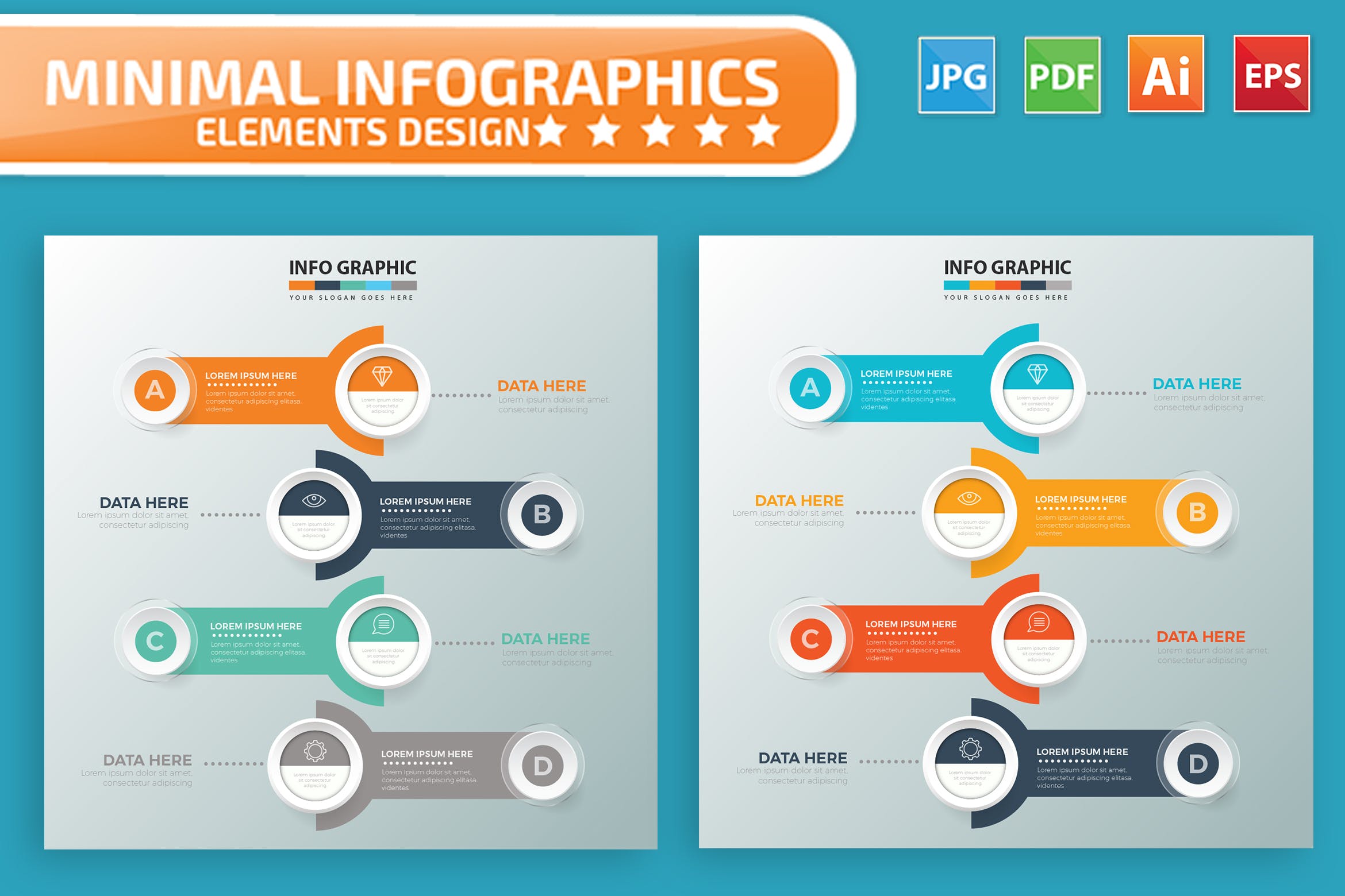 要点说明/重要特征信息图表矢量图形非凡图库精选素材v4 Infographic Elements Design插图