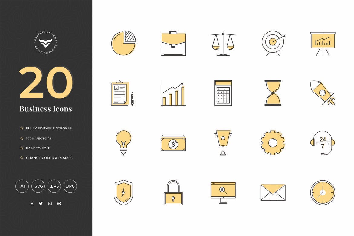 20款创意商业主题矢量16设计素材网精选图标素材 Creative Business Icons插图(1)